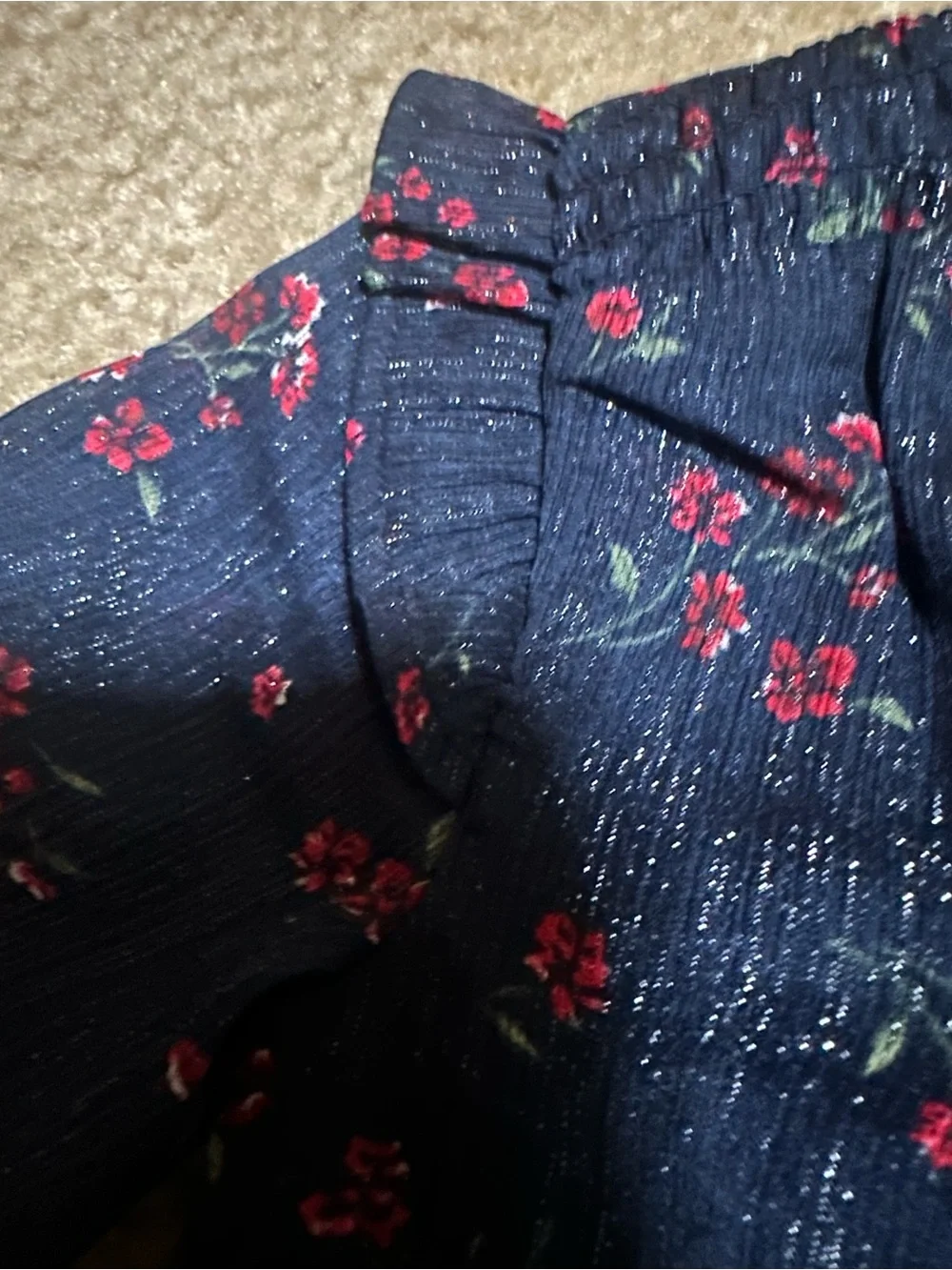 OshKosh B’gosh Girls 4T Floral Dress Eyelet Sleeves Button Back NWOT